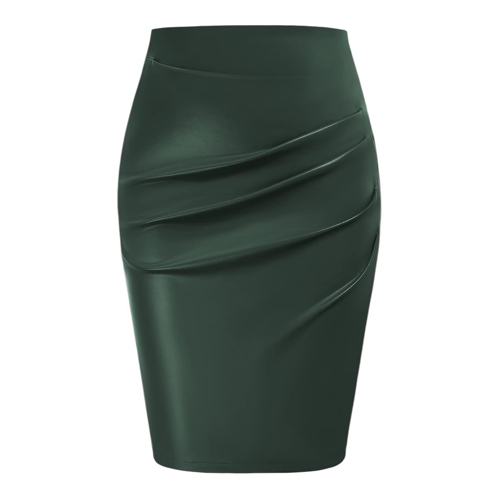 Grace Karin Dark Green Faux Leather Pencil Skirt - Never Worn w/o Tags